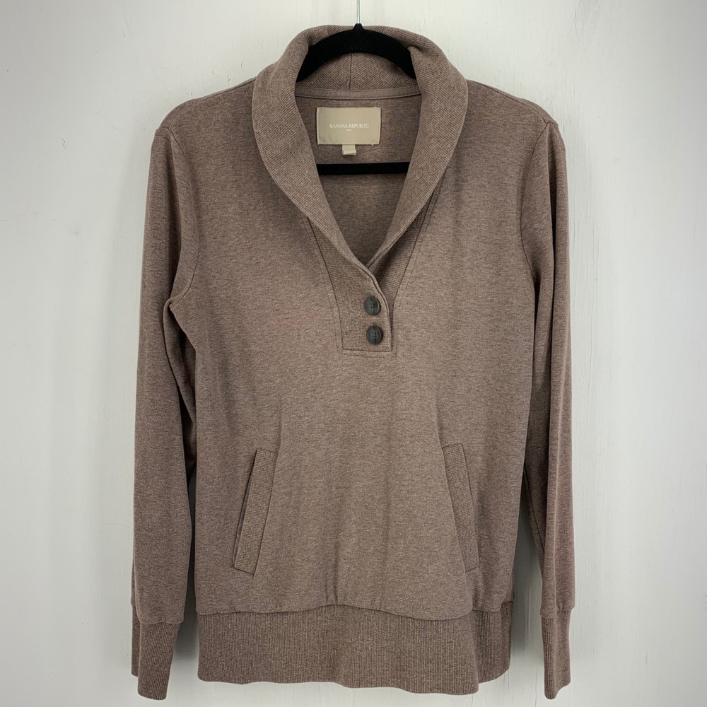 Banana Republic Womens Small Fisherman Shawl Pullover Sweater Forest Preppy